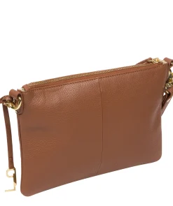 Lytham' Tan Leather Cross Body Clutch Bag
