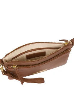 Lytham' Tan Leather Cross Body Clutch Bag