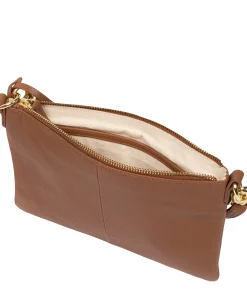 Lytham' Tan Leather Cross Body Clutch Bag