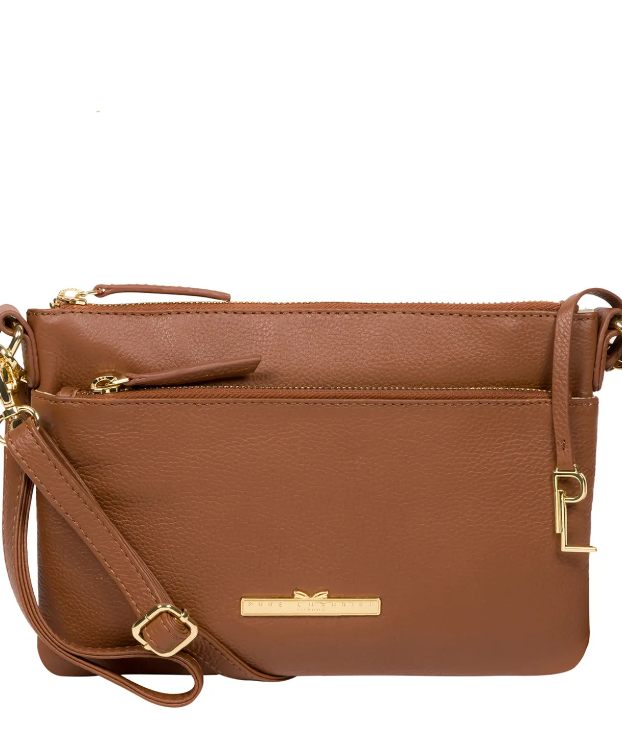 Lytham' Tan Leather Cross Body Clutch Bag