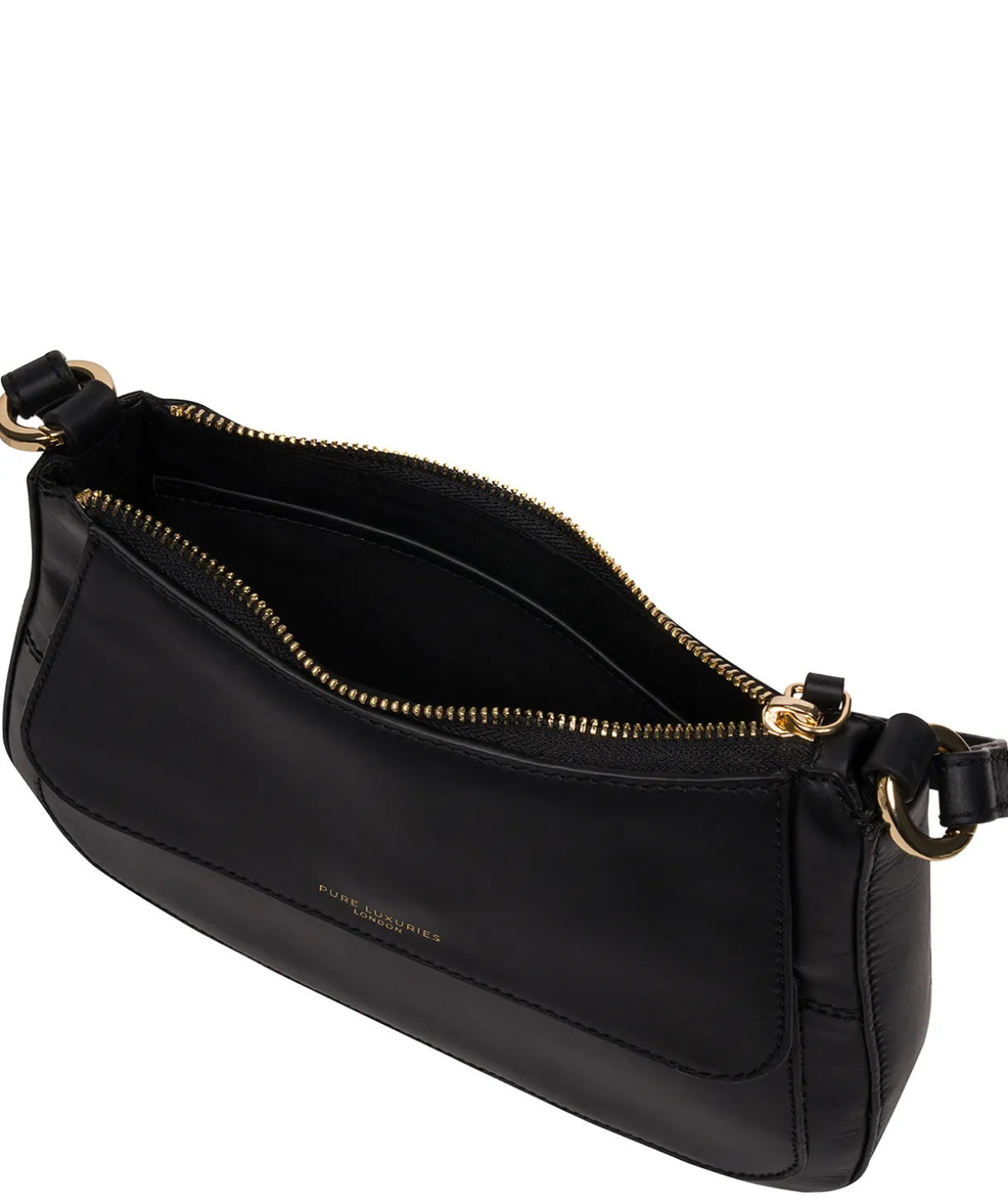 Mable' Black Leather Evening Bag