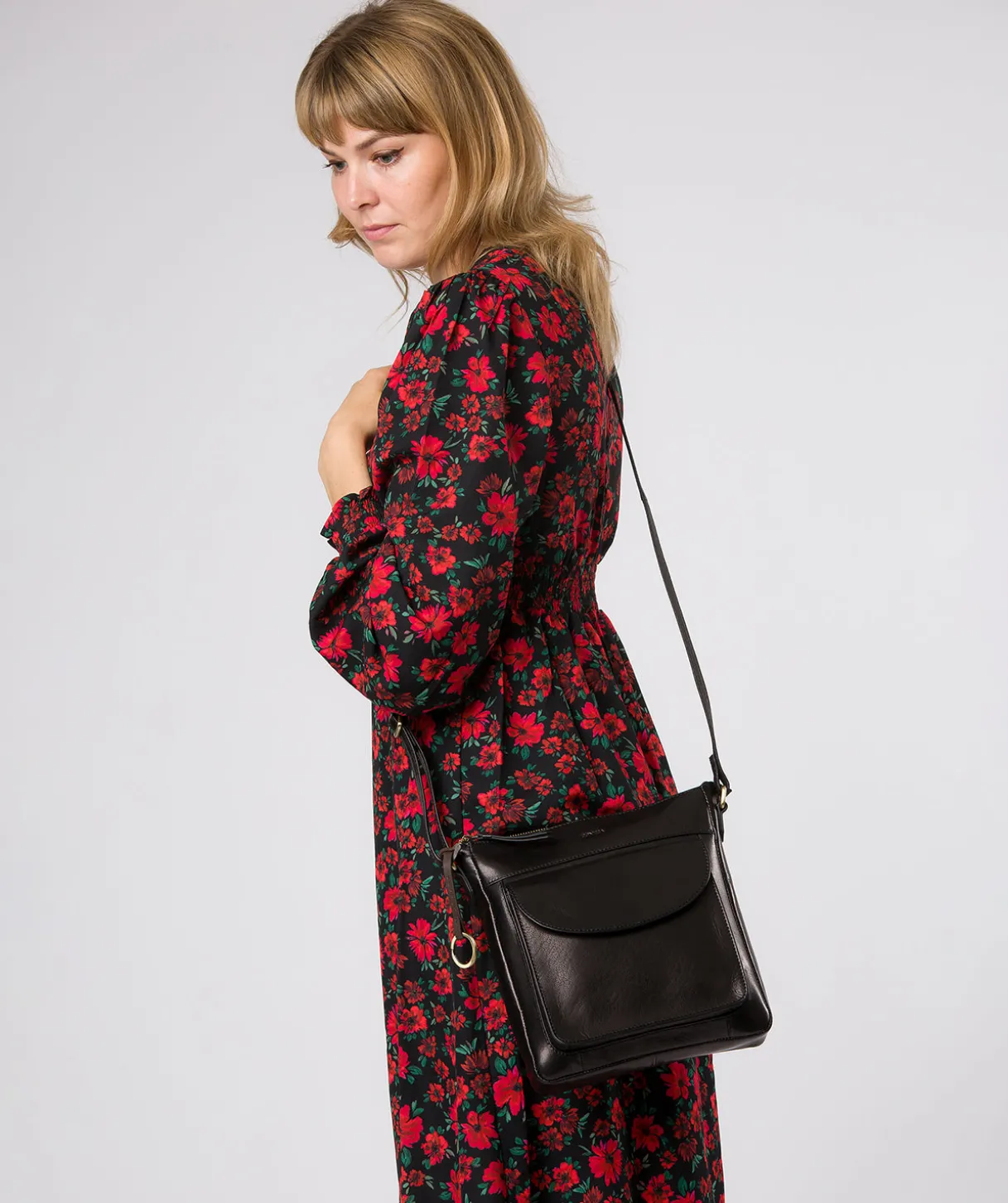 Maeve' Black Leather Cross Body Bag