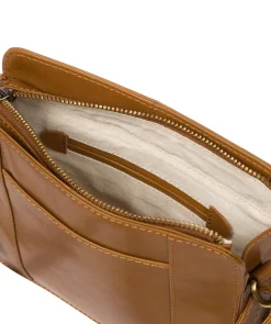 Magda' Dark Tan Leather Cross Body Bag