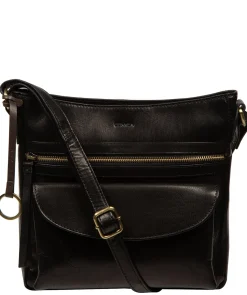 Malin' Black Leather Cross Body Bag