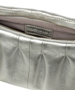 Marcelline' Metallic Silver Leather Evening and Clutch Bag