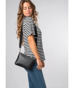Maria' Black Leather Cross Body Bag