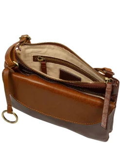 Marietta' Conker Brown & Dark Tan Leather Cross Body Bag
