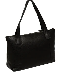 Marina' Black Leather Tote Bag