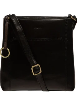 Marissa' Black Leather Cross Body Bag