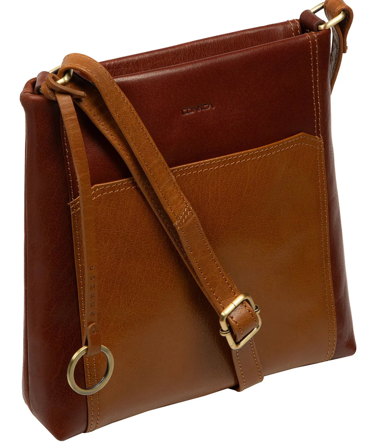 Marissa' Conker Brown & Dark Tan Leather Cross Body Bag