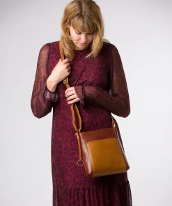 Marissa' Conker Brown & Dark Tan Leather Cross Body Bag