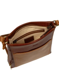 Marissa' Conker Brown & Dark Tan Leather Cross Body Bag