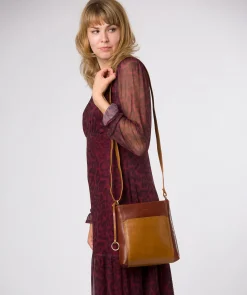 Marissa' Conker Brown & Dark Tan Leather Cross Body Bag