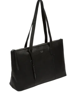 Marlowe' Black Leather Tote Bag