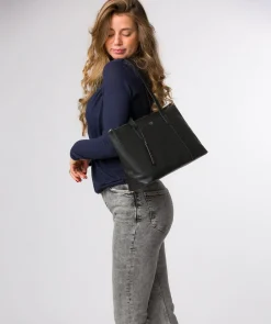 Marlowe' Black Leather Tote Bag