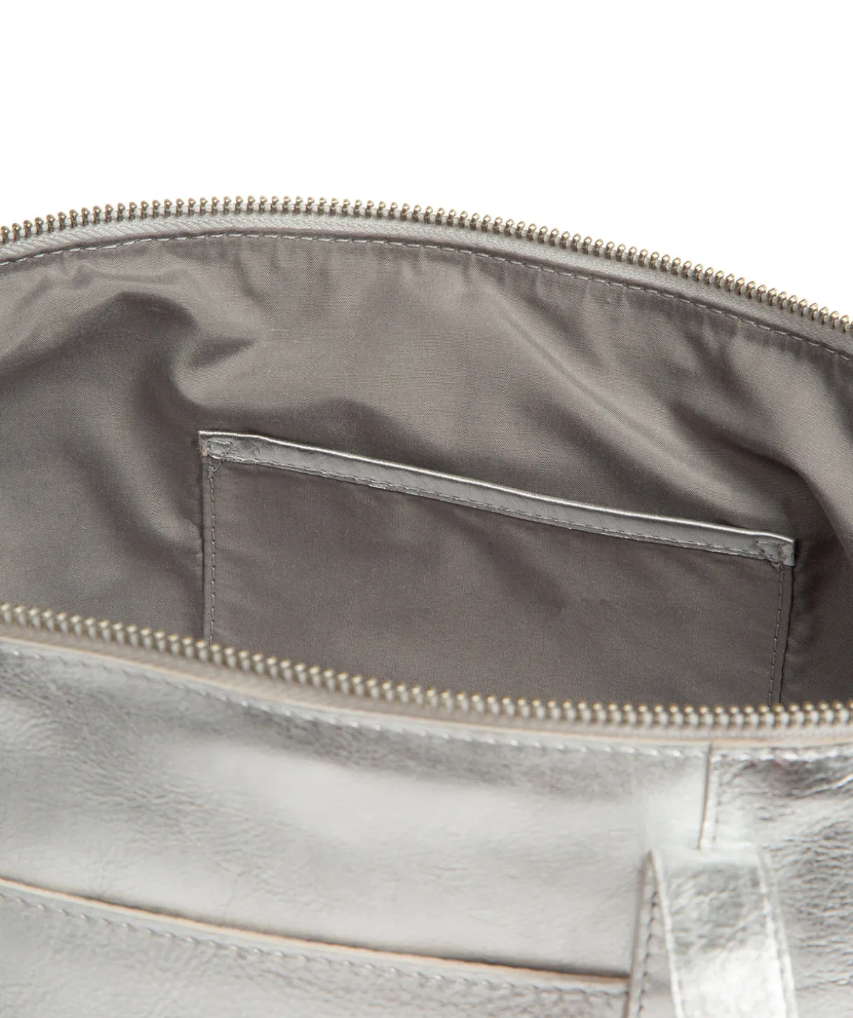 Marlowe' Metallic Silver Leather Tote Bag