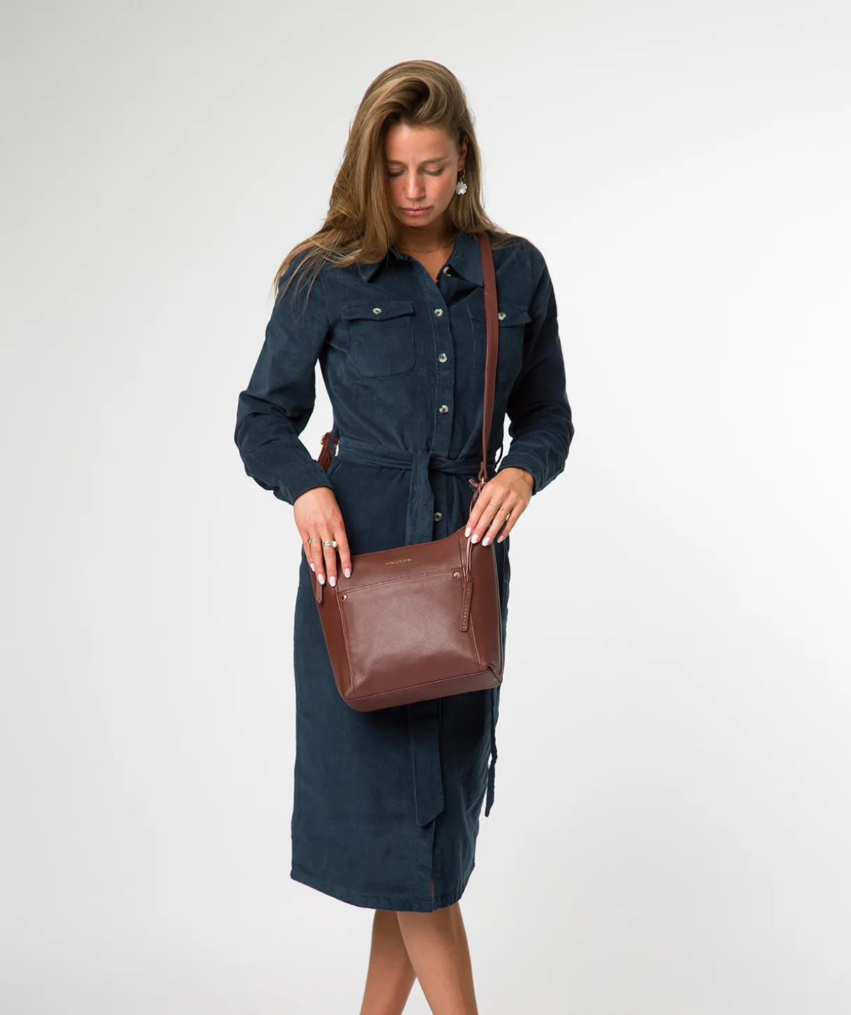 Melbury' Chestnut Leather Shoulder Bag