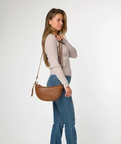 Melisande' Rich Tan Leather Cross Body Bag