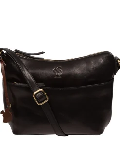 Merrill' Black Leather Cross Body Bag