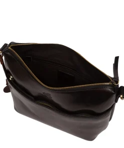 Merrill' Black Leather Cross Body Bag