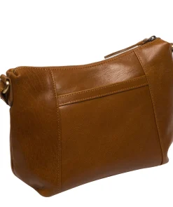 Merrill' Dark Tan Leather Cross Body Bag