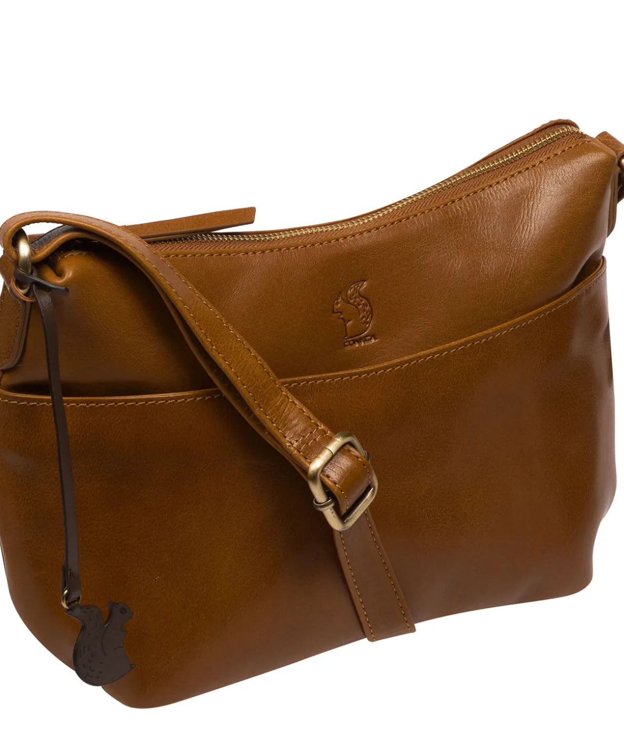 Merrill' Dark Tan Leather Cross Body Bag