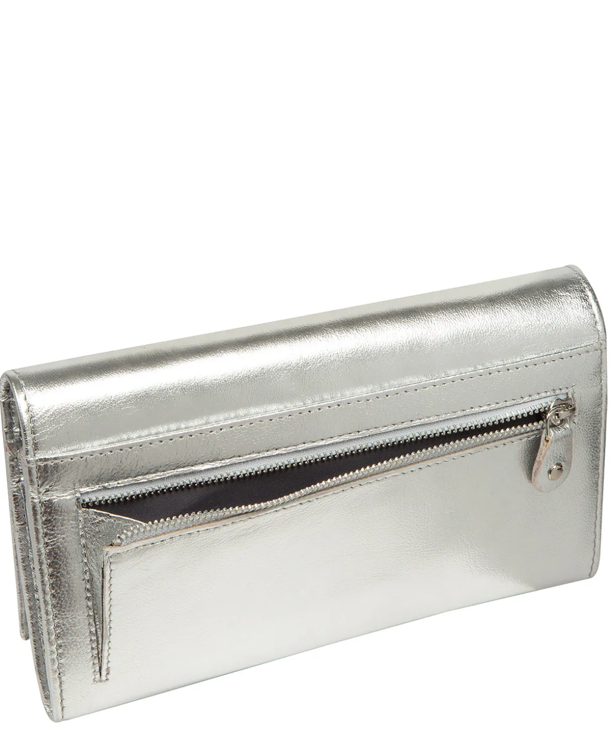 Mia' Metallic Silver Leather Purse