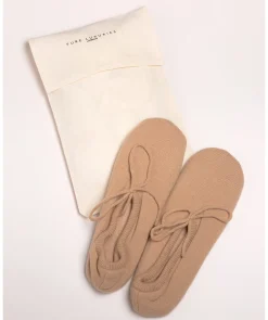 Millom' Caramel Cashmere & Merino Wool Medium Ballet Slippers