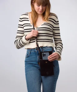 Milly' Black Leather Cross Body Phone Bag