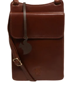 Milly' Conker Brown Leather Cross Body Phone Bag