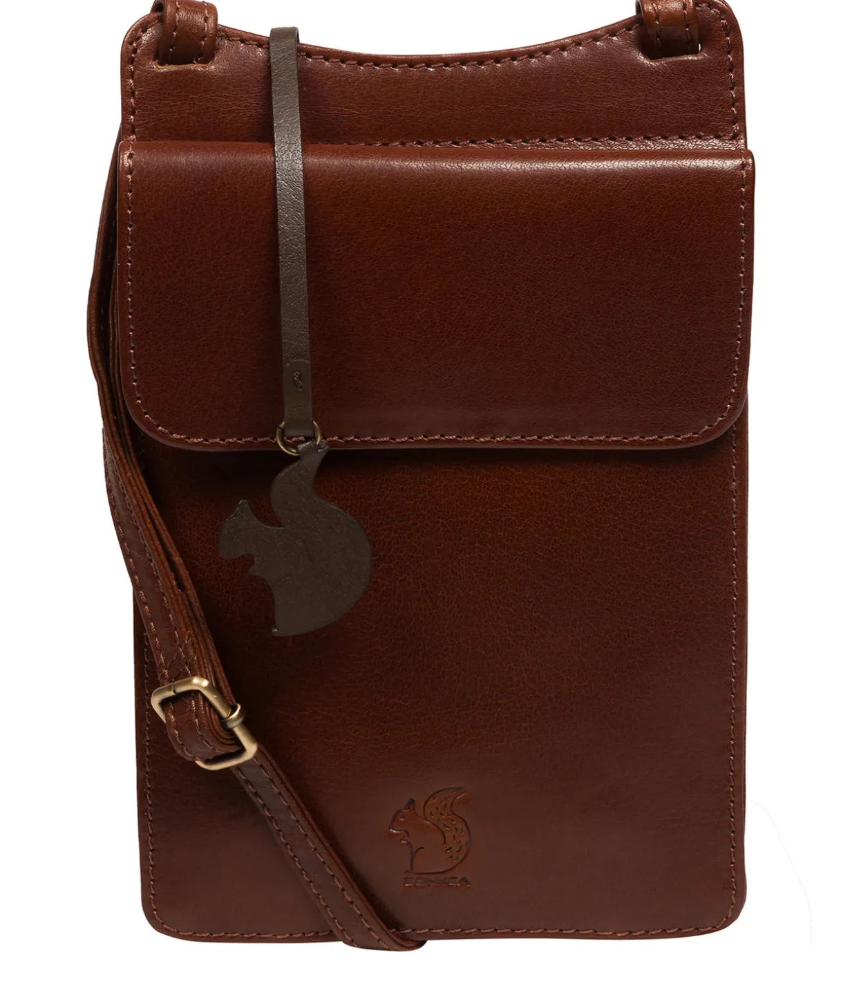 Milly' Conker Brown Leather Cross Body Phone Bag