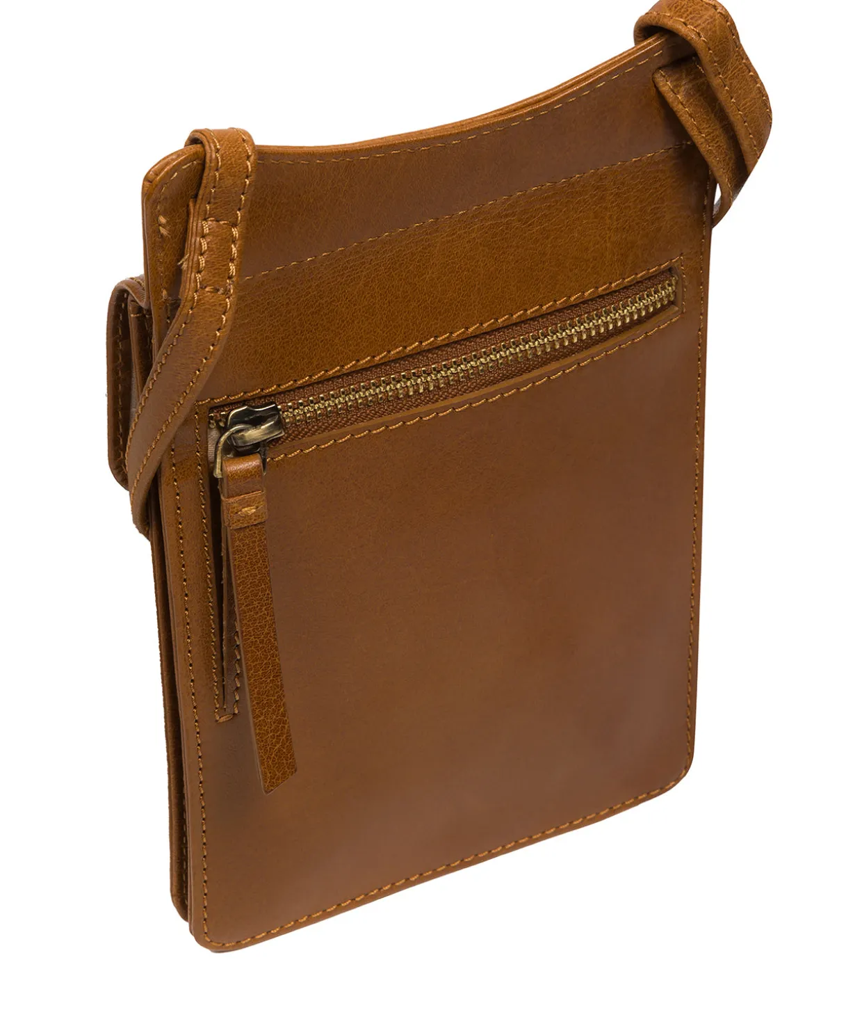 Milly' Dark Tan Leather Cross Body Phone Bag