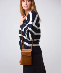 Milly' Dark Tan Leather Cross Body Phone Bag