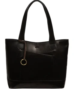 Minella' Black Leather Tote Bag