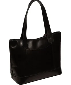 Minella' Black Leather Tote Bag