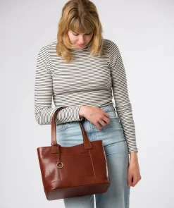Minella' Conker Brown Leather Tote Bag