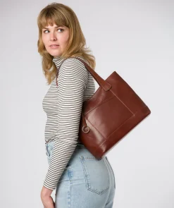 Minella' Conker Brown Leather Tote Bag