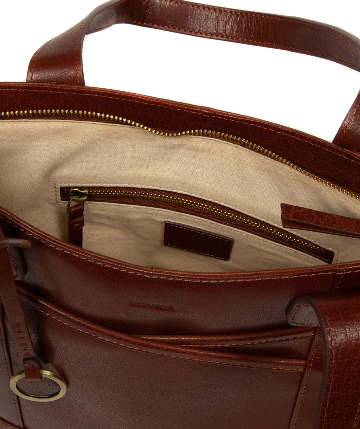 Minella' Conker Brown Leather Tote Bag
