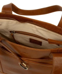 Minella' Dark Tan Leather Tote Bag