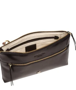 Minnow' Black Leather Cross Body Clutch Bag