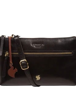 Minnow' Black Leather Cross Body Clutch Bag