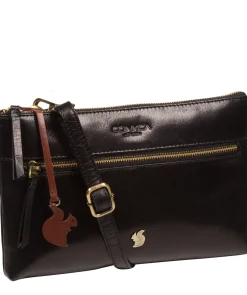 Minnow' Black Leather Cross Body Clutch Bag