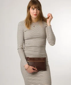 Minnow' Conker Brown Leather Cross Body Clutch Bag