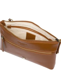 Minnow' Dark Tan Leather Cross Body Clutch Bag