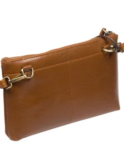 Minnow' Dark Tan Leather Cross Body Clutch Bag