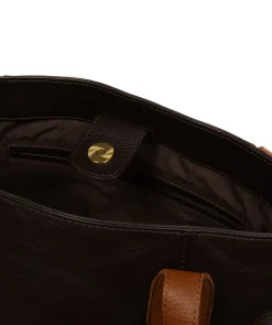 Mochi' Espresso & Rich Tan Leather Tote Bag