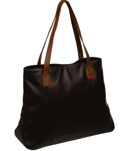 Mochi' Espresso & Rich Tan Leather Tote Bag