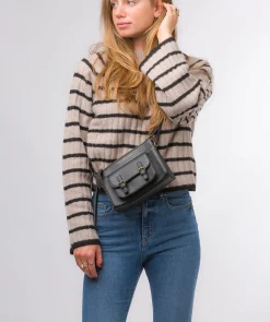 Monica' Black Nappa Leather Cross Body Bag
