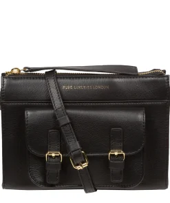 Monica' Black Nappa Leather Cross Body Bag