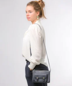 Monica' Navy Nappa Leather Cross Body Bag